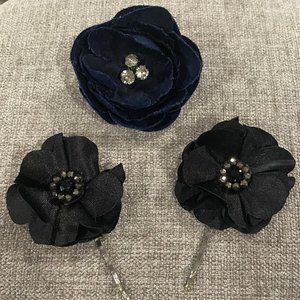SOLD Floral Hair Clip Trio